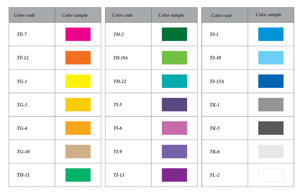 color code código de colores